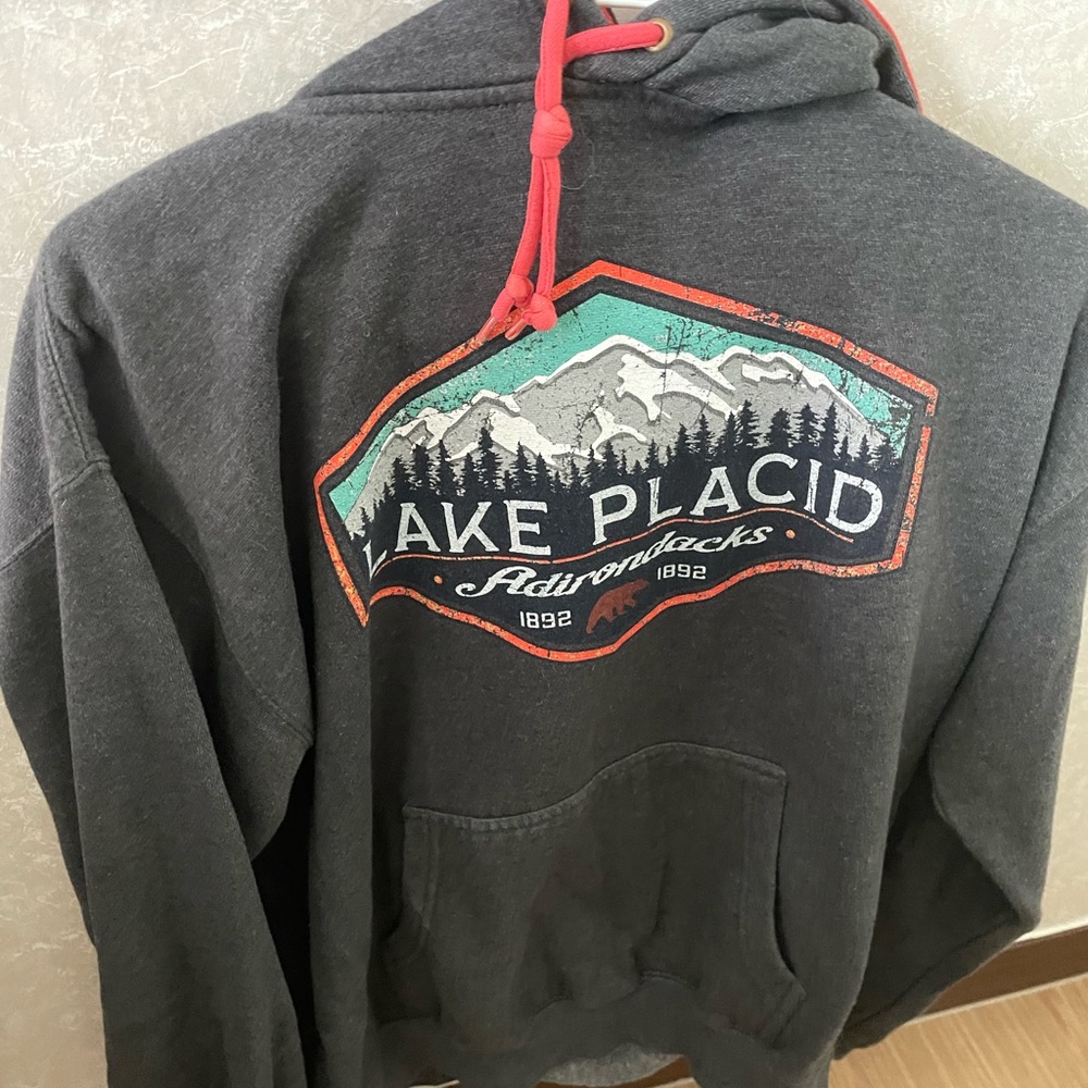 Lake Placid Graphic Hoodie - Charcoal